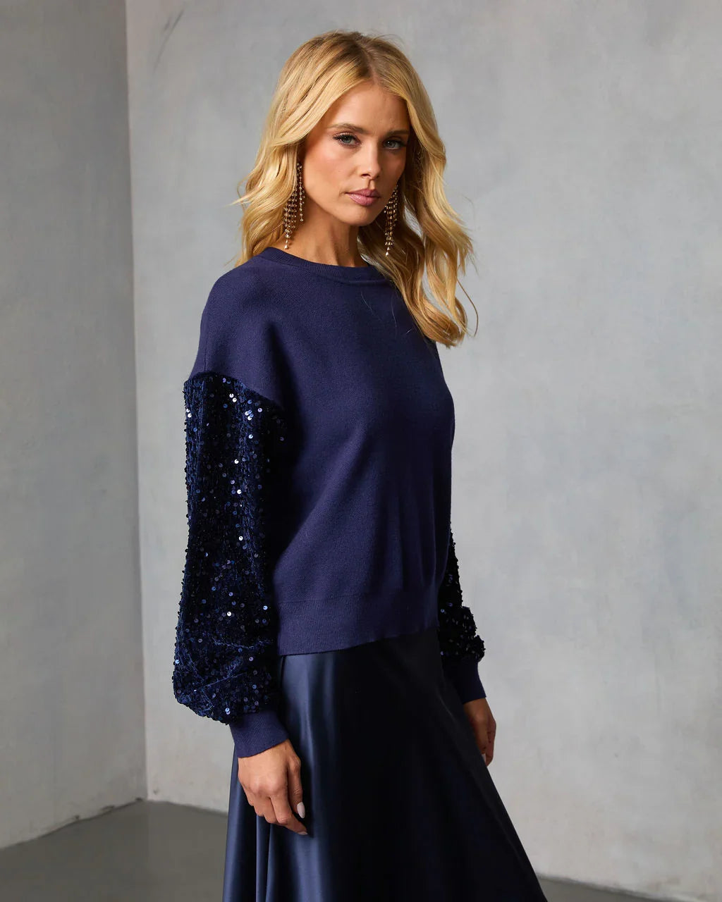 Yumi Contrast Sequin Knit Sweater