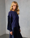 Yumi Contrast Sequin Knit Sweater