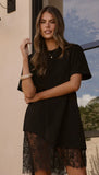 Avei Lace T Shirt Mini Dress Black