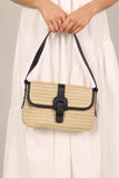 Dovie Straw Shoulder Bag Natural Black