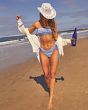Sea Whisper Striped Knit Bandeau Bikini Top