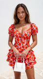 Your Peace Pink Floral Tiered Romper Dress
