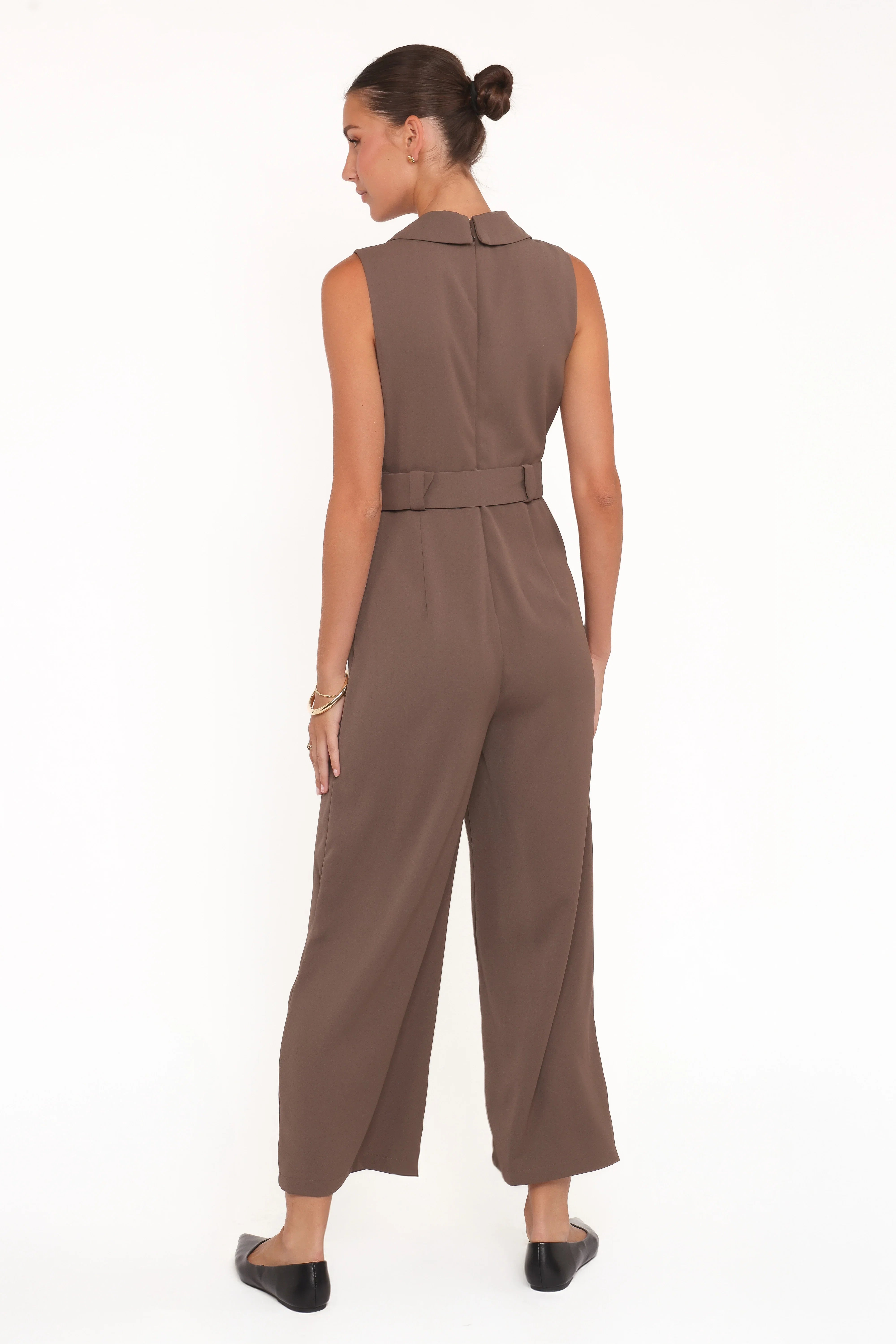 Sienna Belted Jumpsuit Khaki Brown