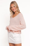 Molly Pearl Peplum Knit Sweater Light Pink