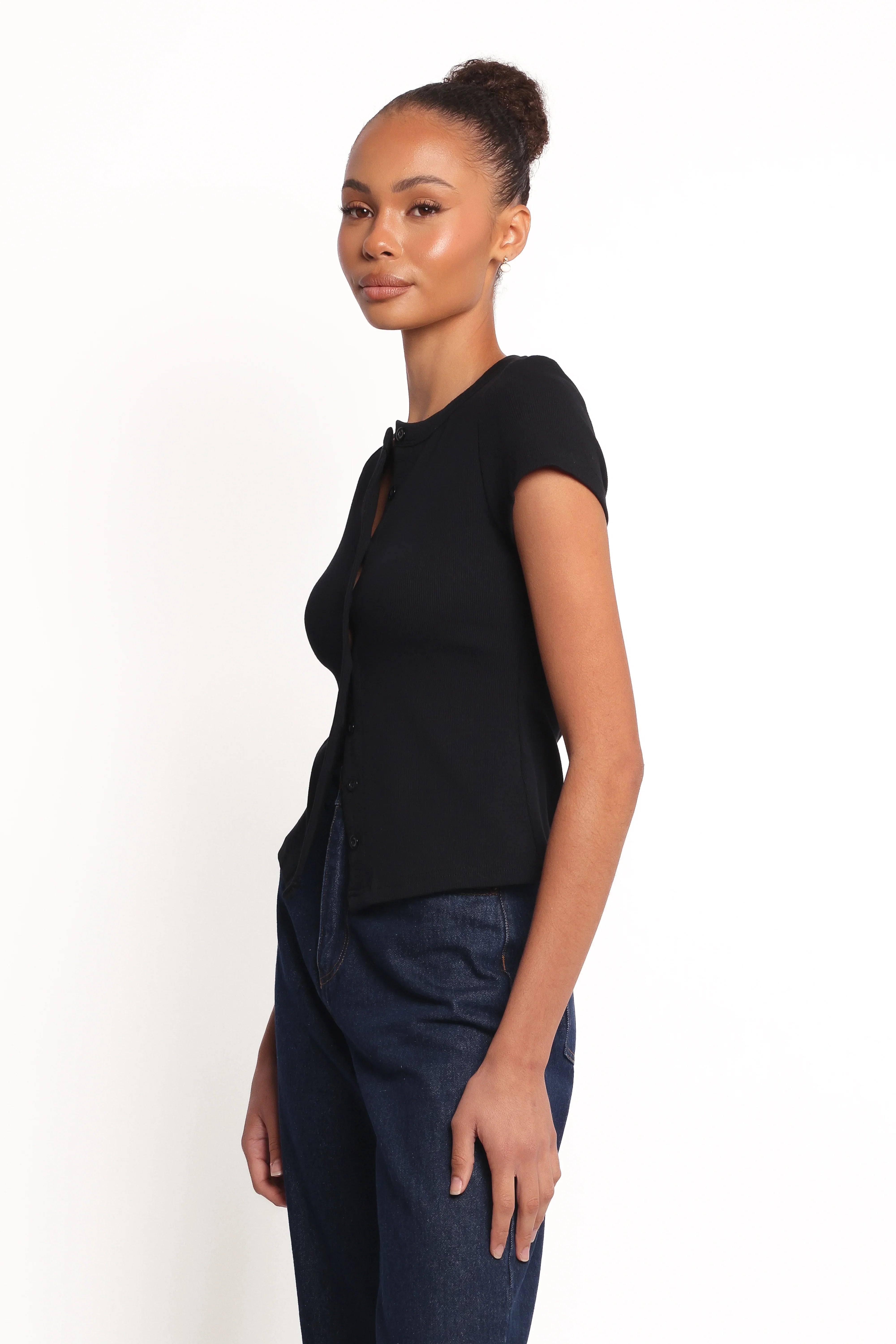 Tylarah Short Sleeve Cardigan Top Black