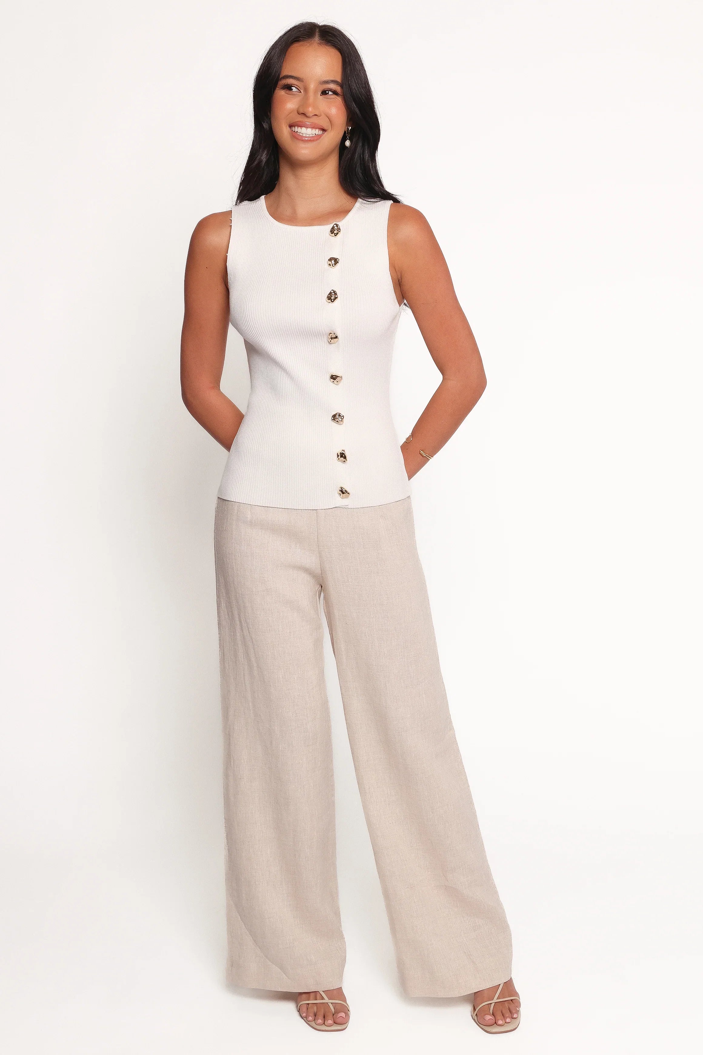 Lysa Knit Vest Top White