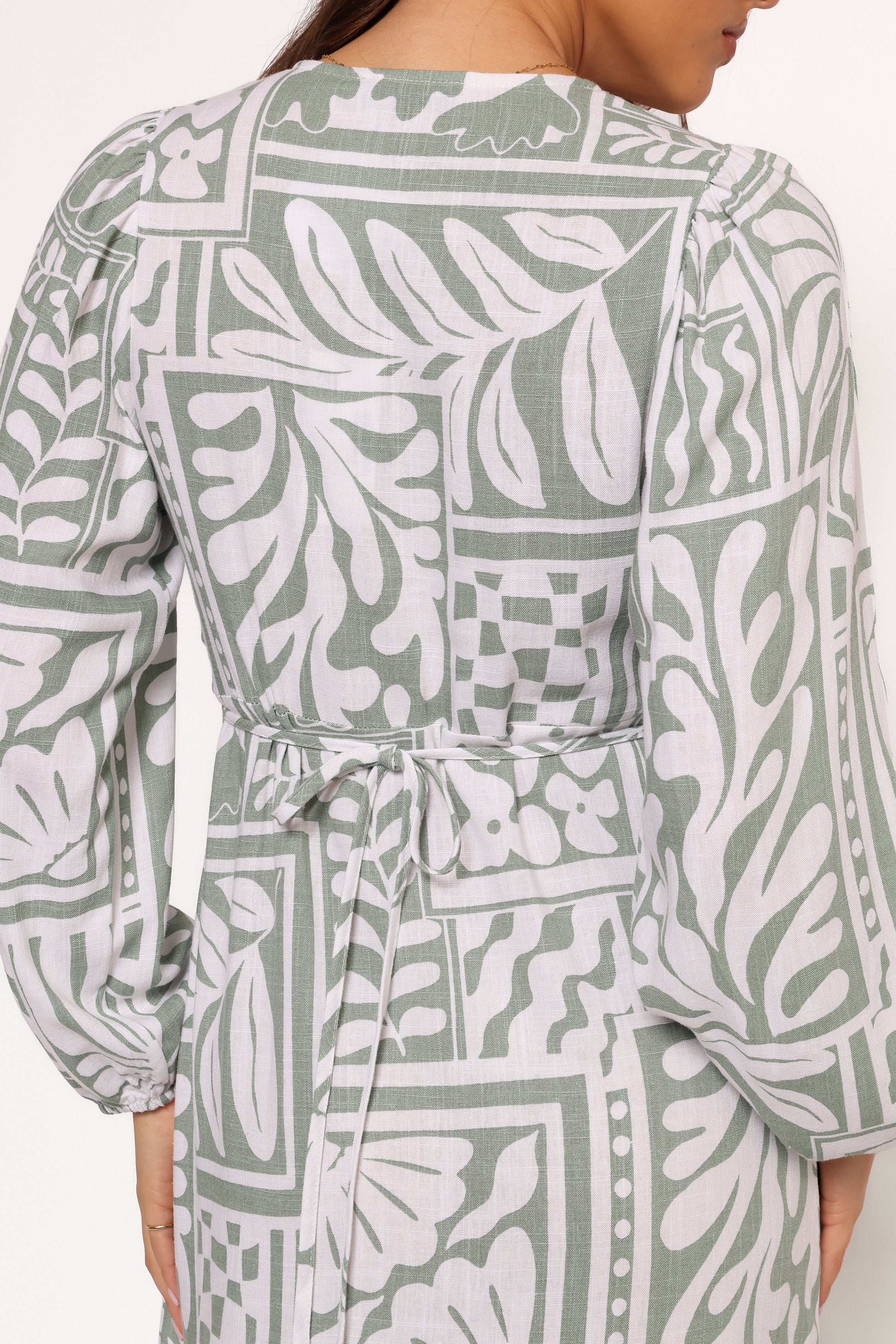 Kolby Long Sleeve Midi Dress Sage Print