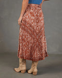 Whispered Valley Pleated Paisley Midi Skirt