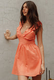 Rowan Frill Mini Dress Coral