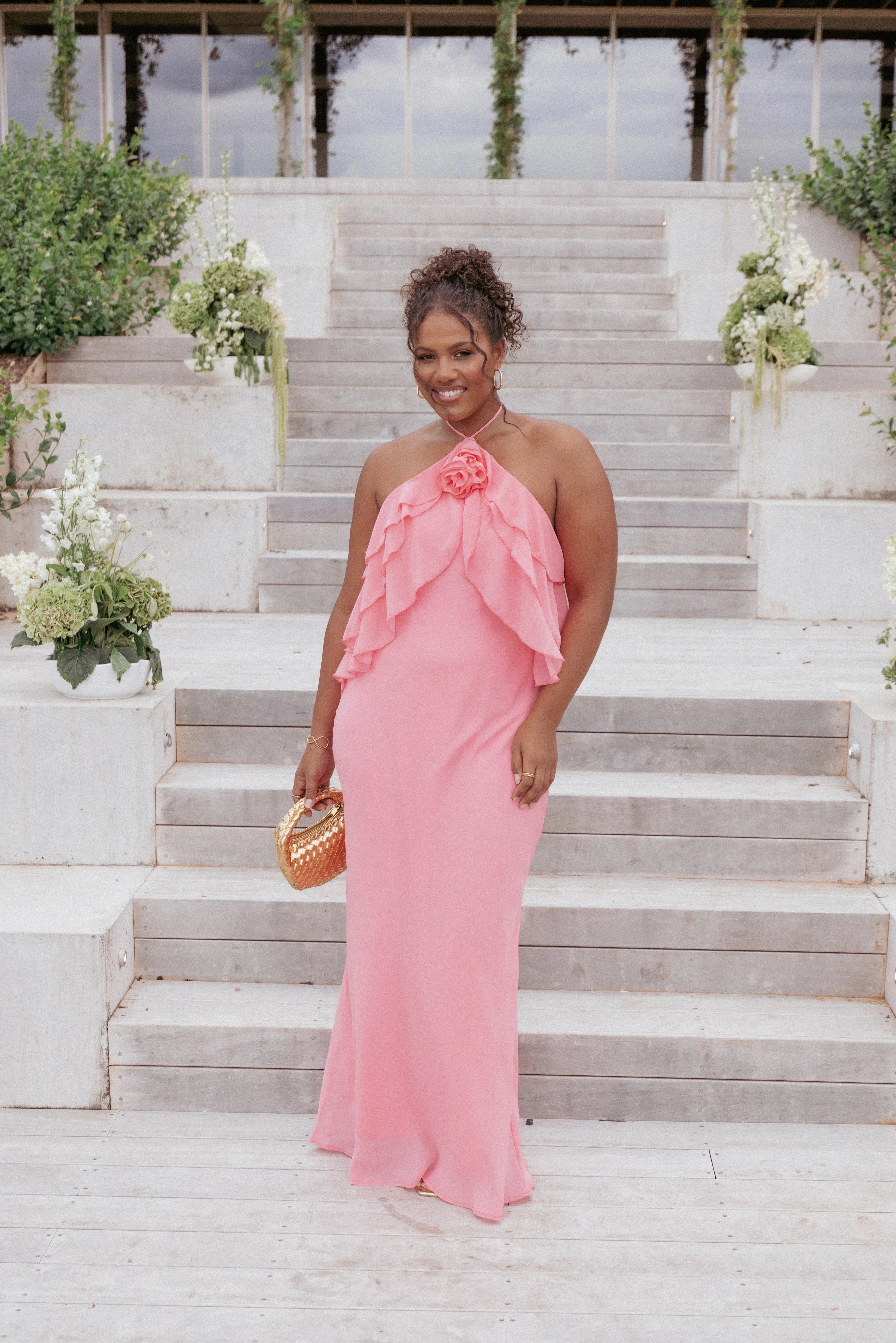 Zorina Halterneck Maxi Dress Coral