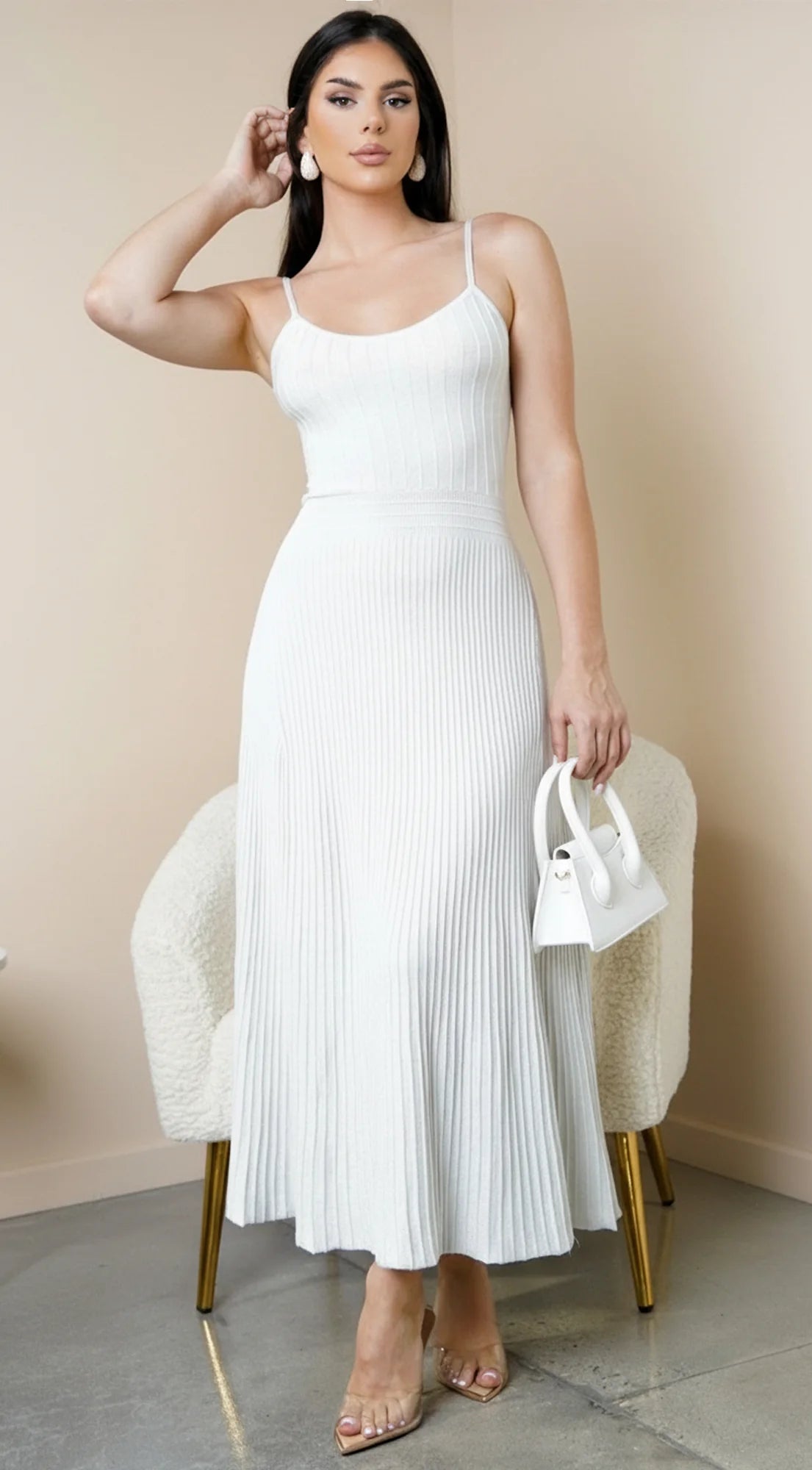 Janece Shimmer Knit Midi Dress Silver