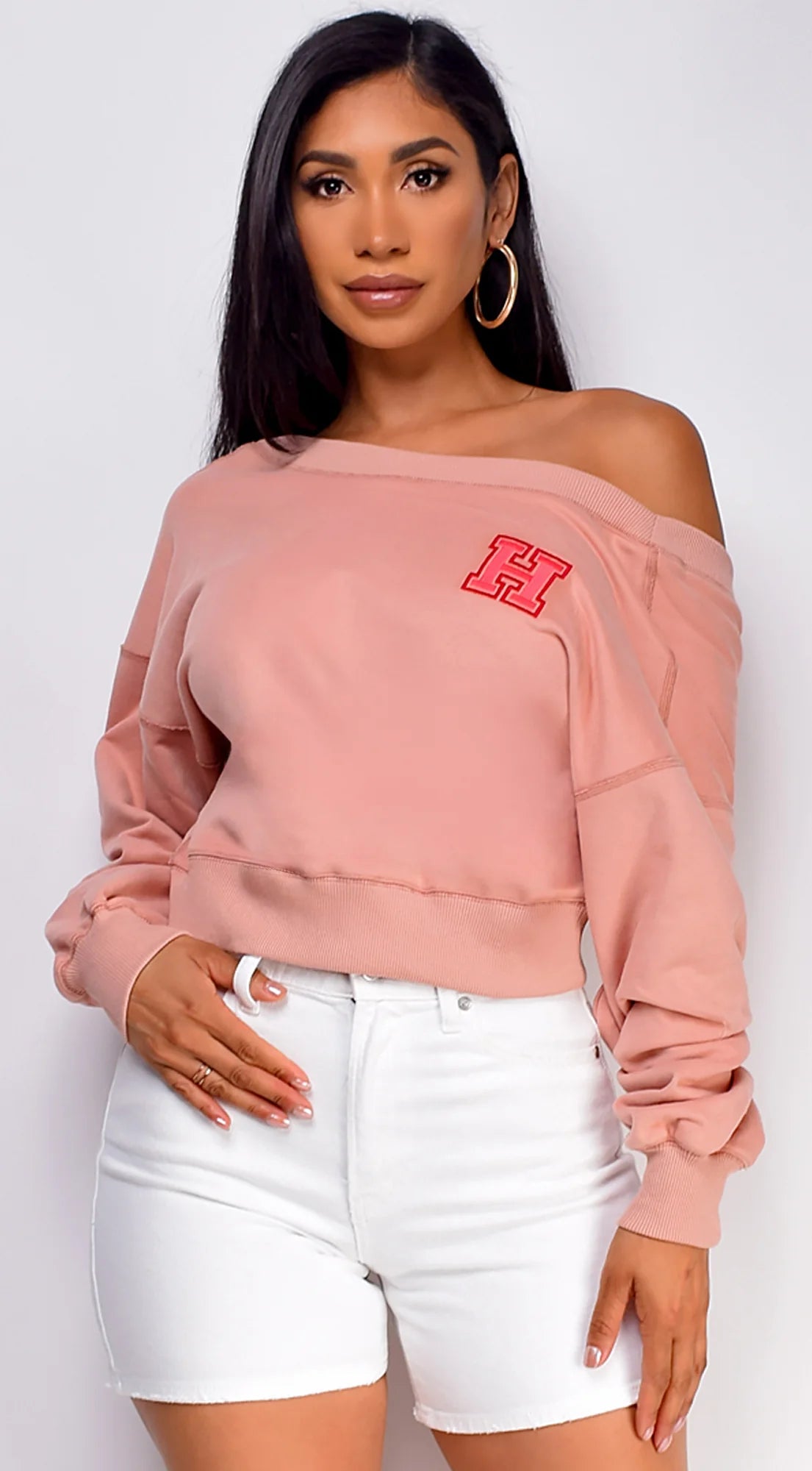Kali Off Shoulder Sweater Pink