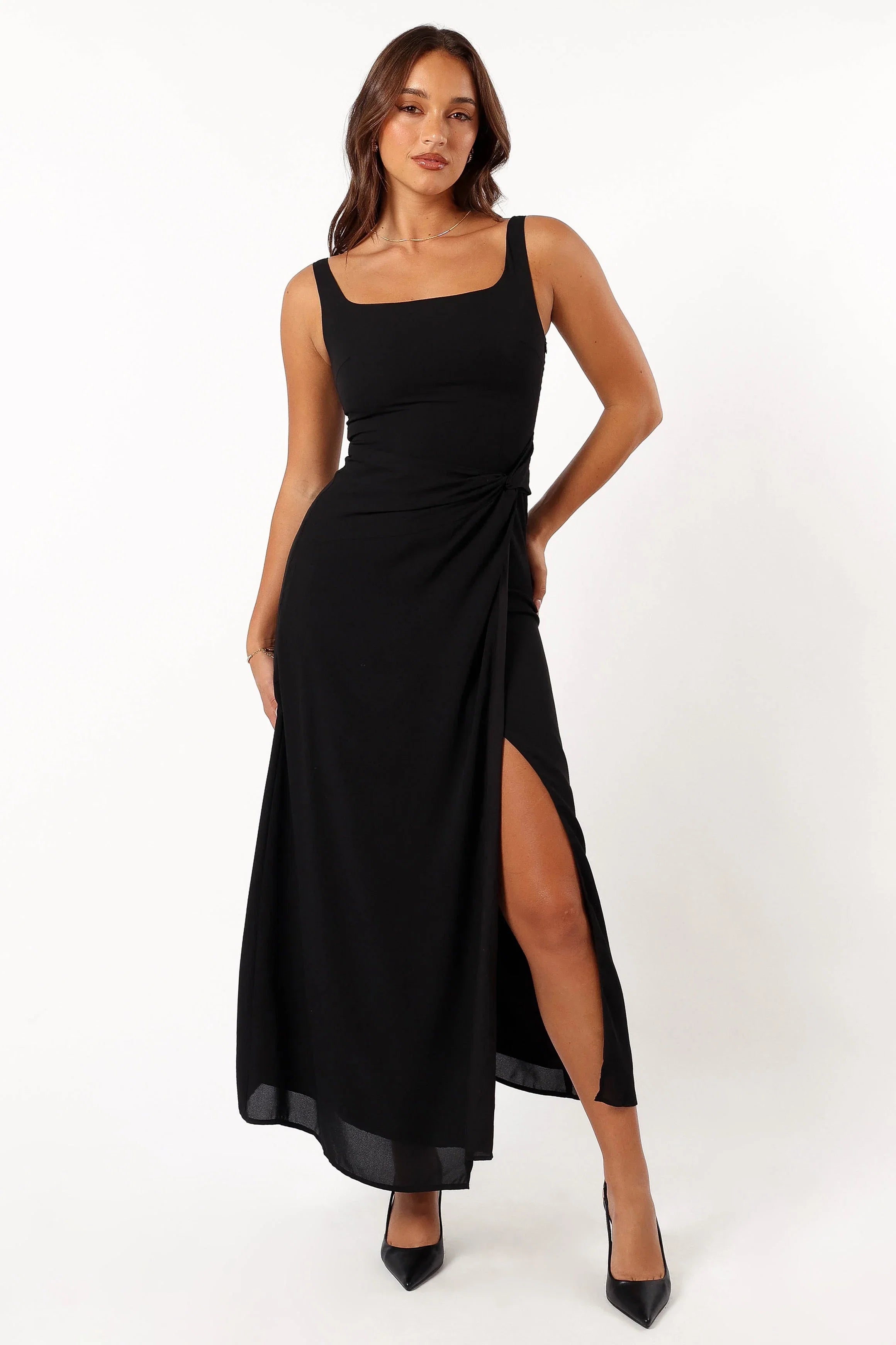 Nadea Faux Wrap Maxi Dress Black
