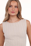 Brodie Wide Rib Knit Top Beige