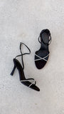 Vixin Heels Black Satin Diamante