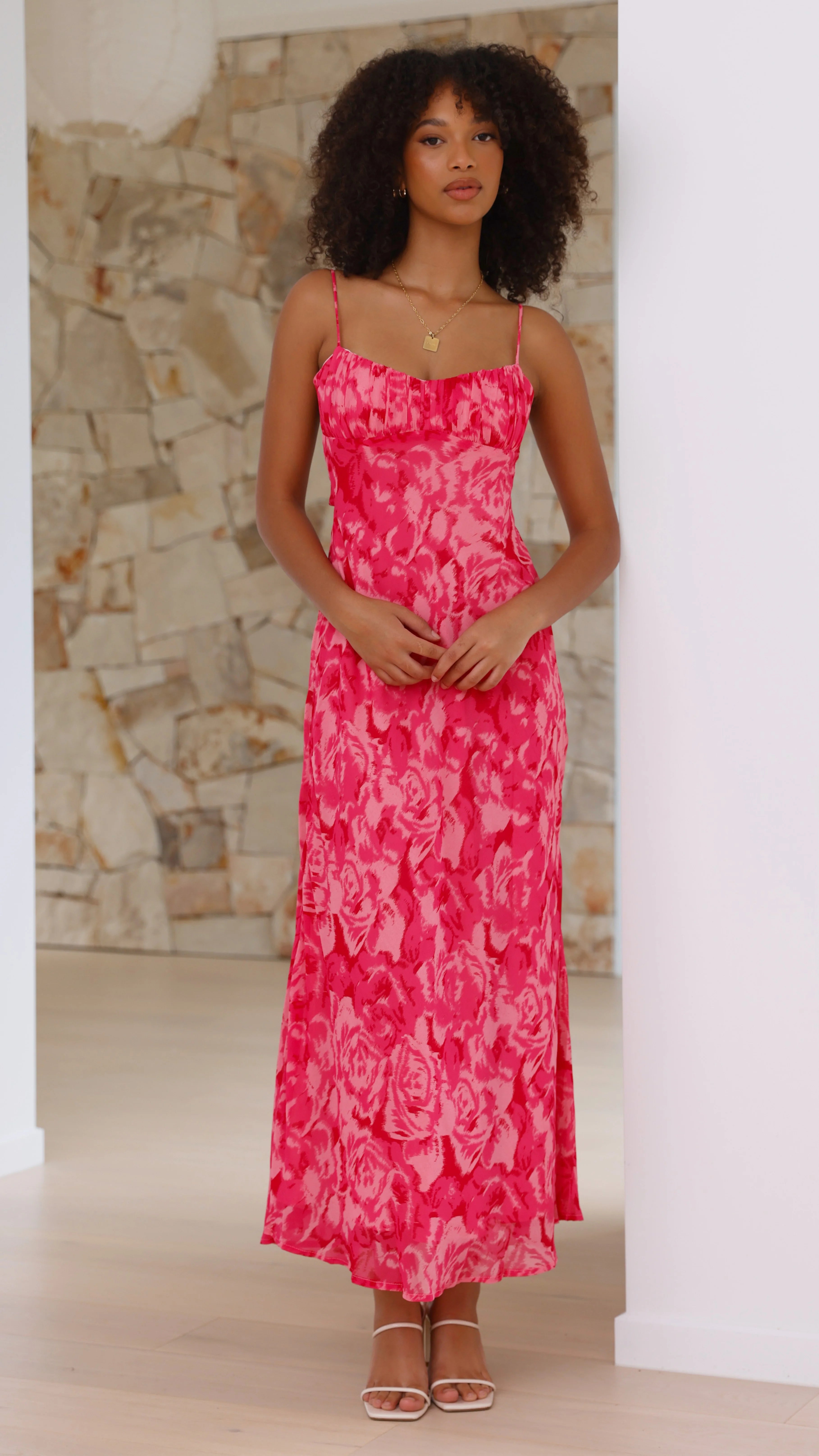 Margie Midi Dress Pink Floral