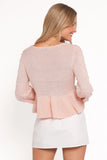 Molly Pearl Peplum Knit Sweater Light Pink