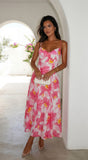 Lunaya Floral Midi Dress Pink Multi