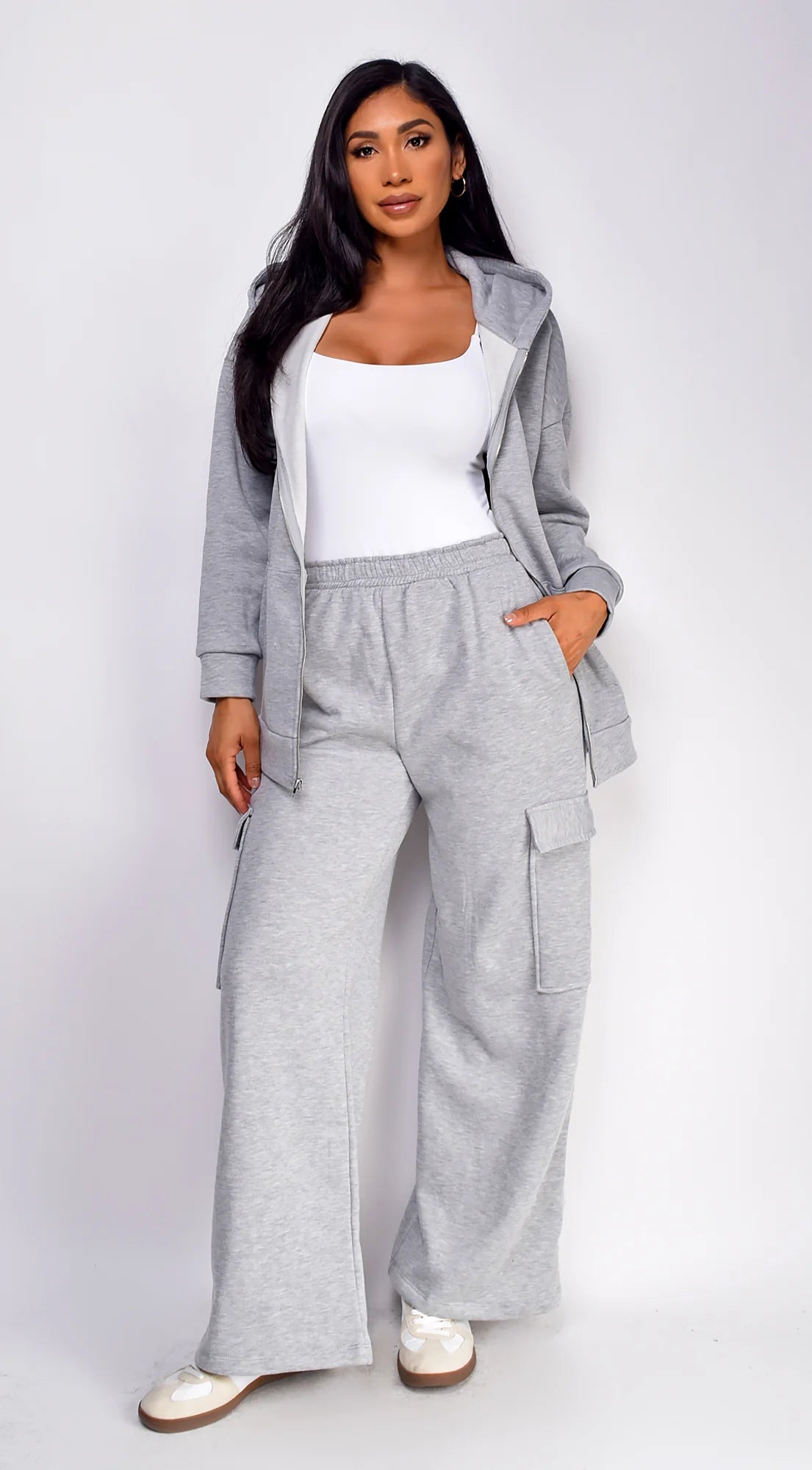 Everywhere Zip Up Oversized Hoodie Gray