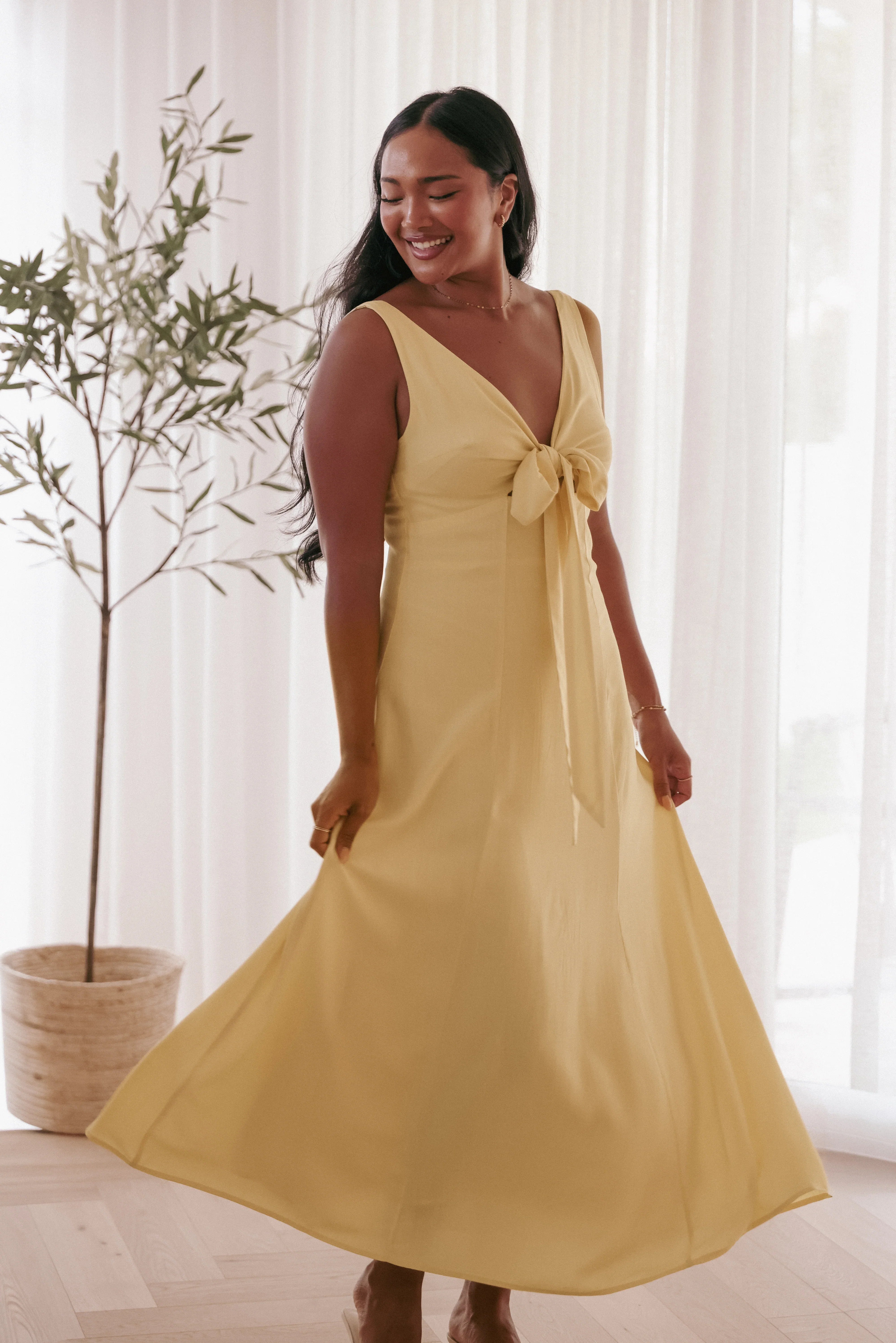 Archer Midi Dress Butter Yellow