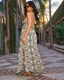 Honolulu Halter Tropical Print Maxi Dress