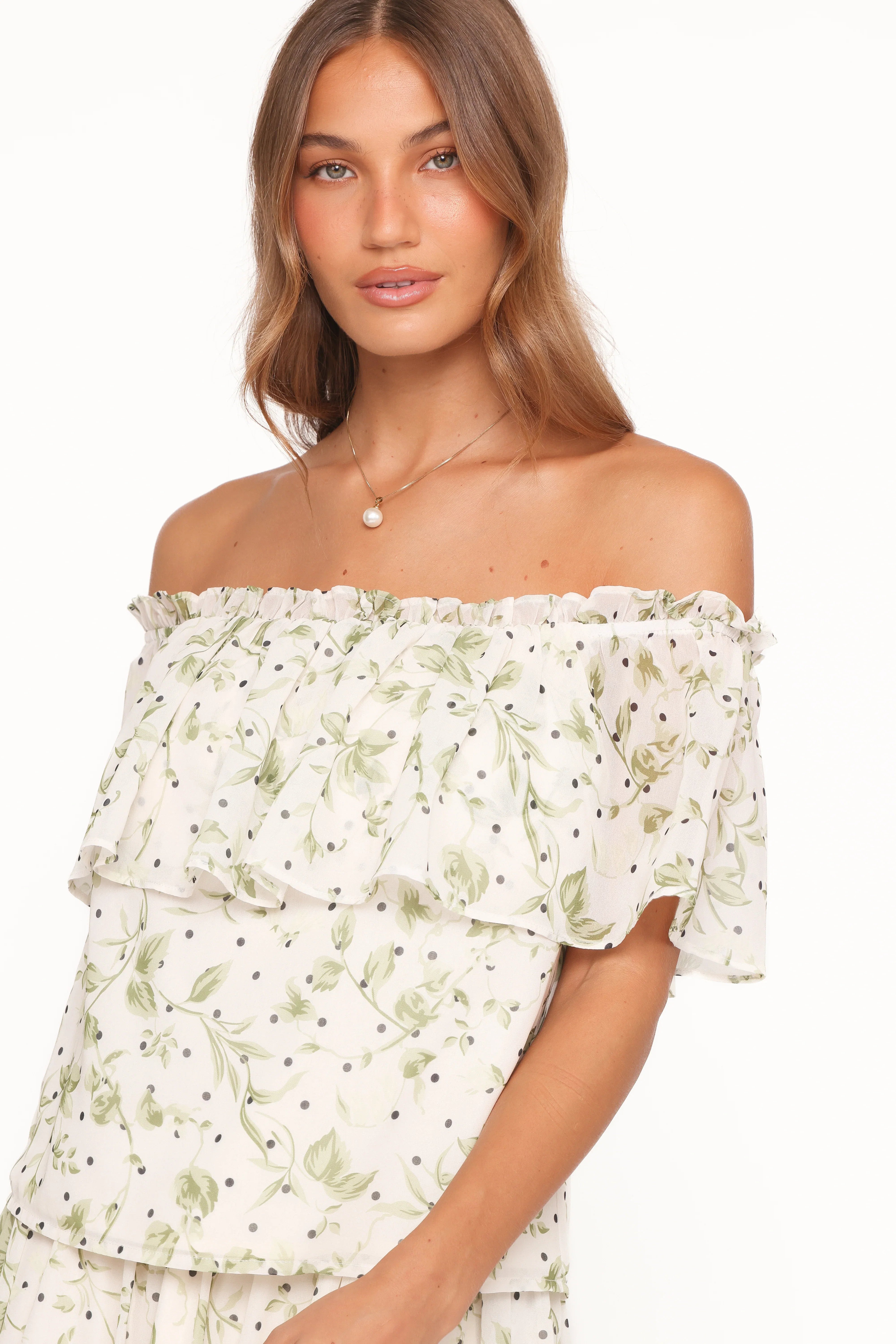 Vanessa Maxi Skirt Set Green Leaf