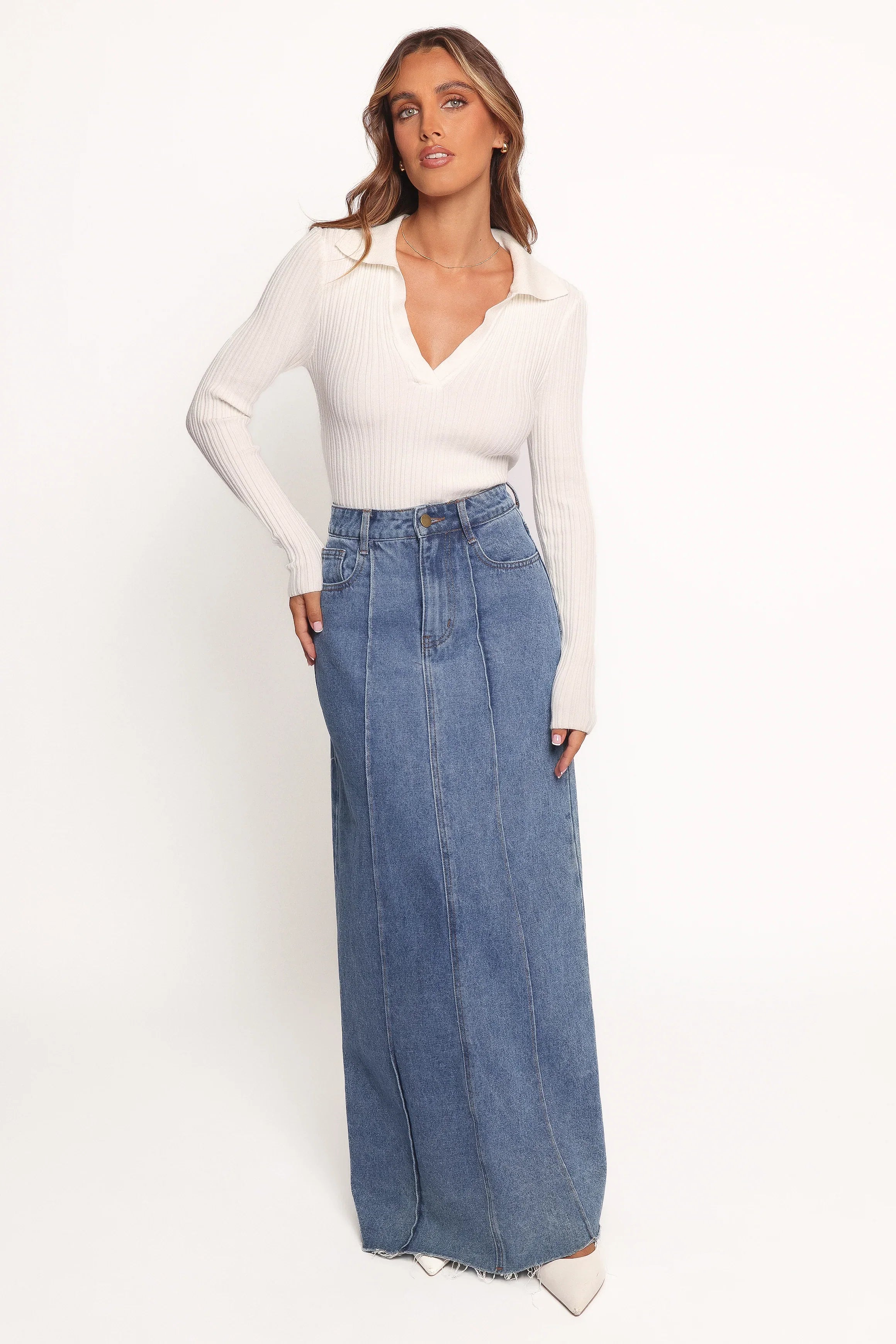 Emmerson Long Sleeve Knit Top White