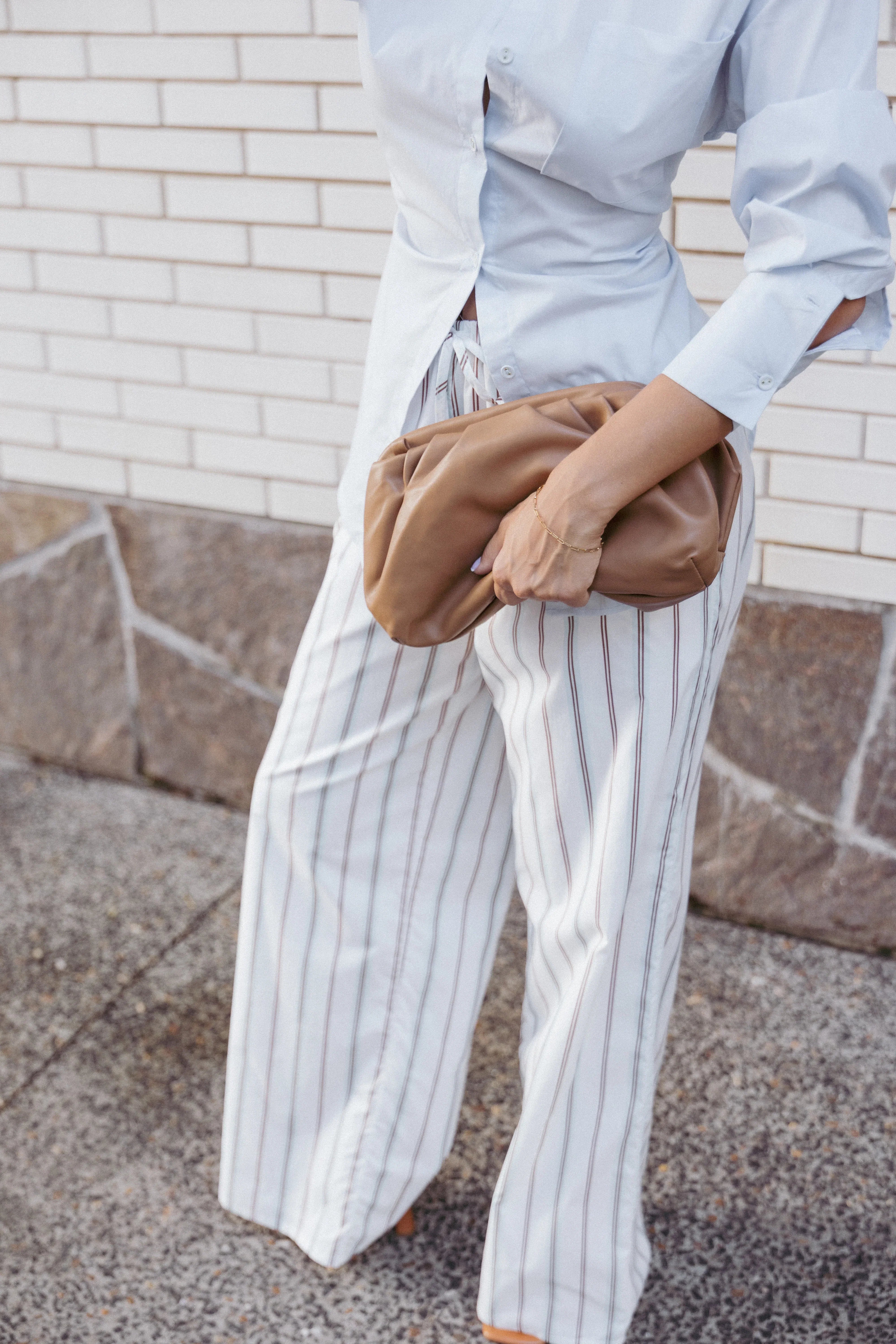Ember Cotton Pants Blue Brown Stripe