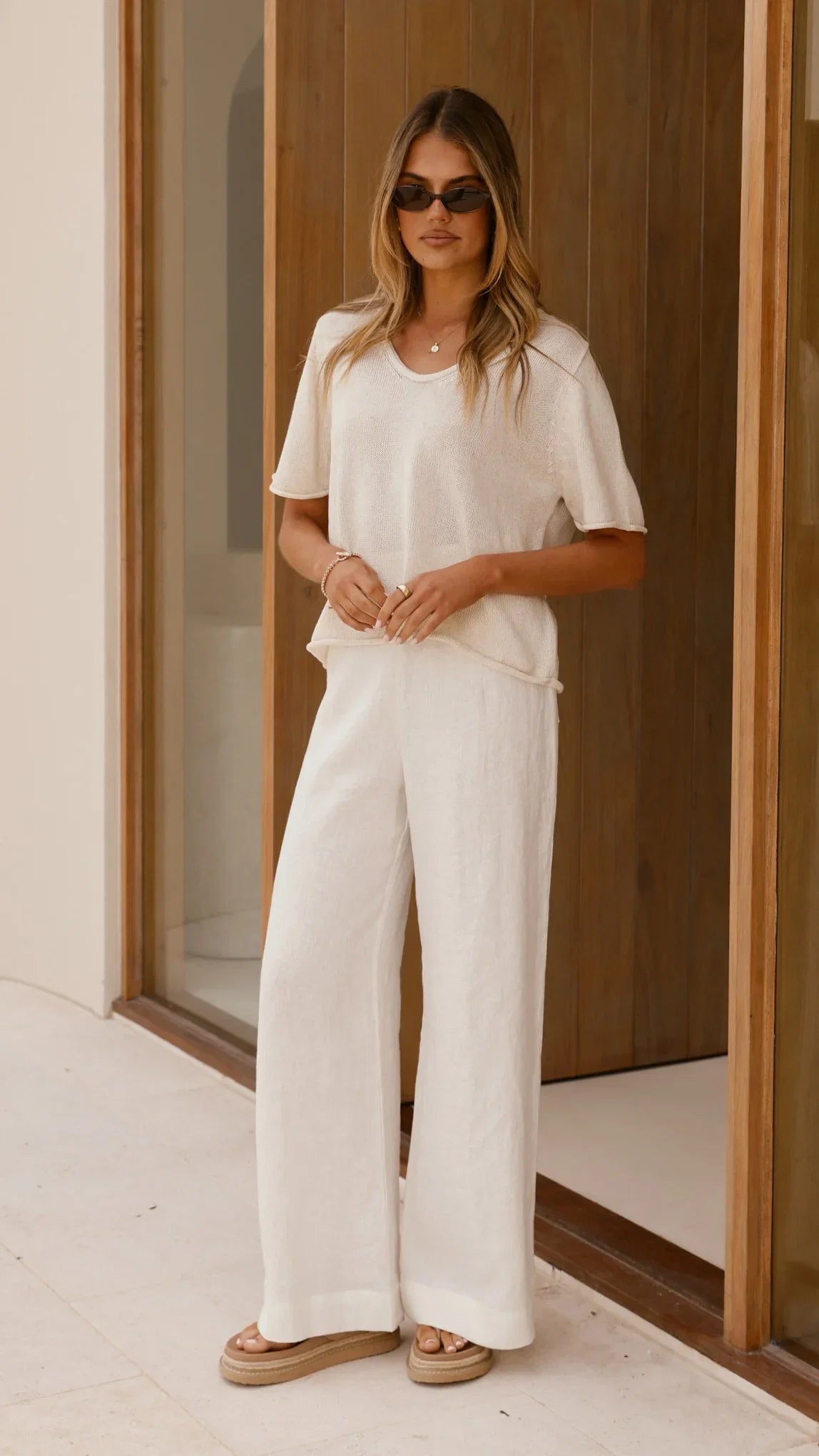 Spring Scoop Neck Tee Natural