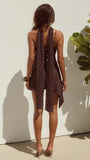 Alora Scoop Neck Mini Dress Choc Lemon Polka