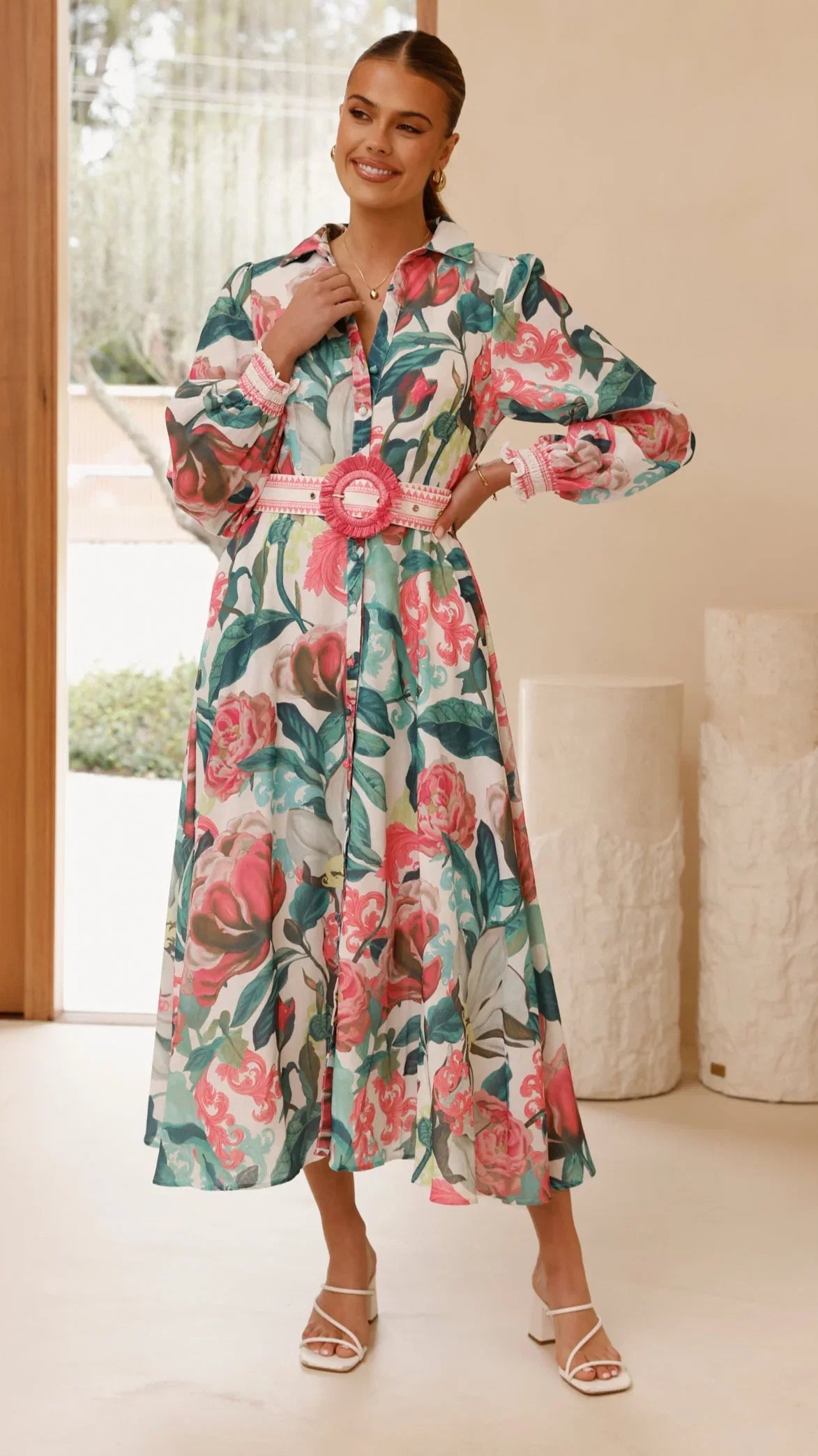 Aida Long Sleeve Maxi Dress Spritz Pink