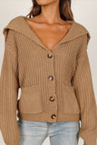 Amelia Oversize Collar Button Cardigan Camel