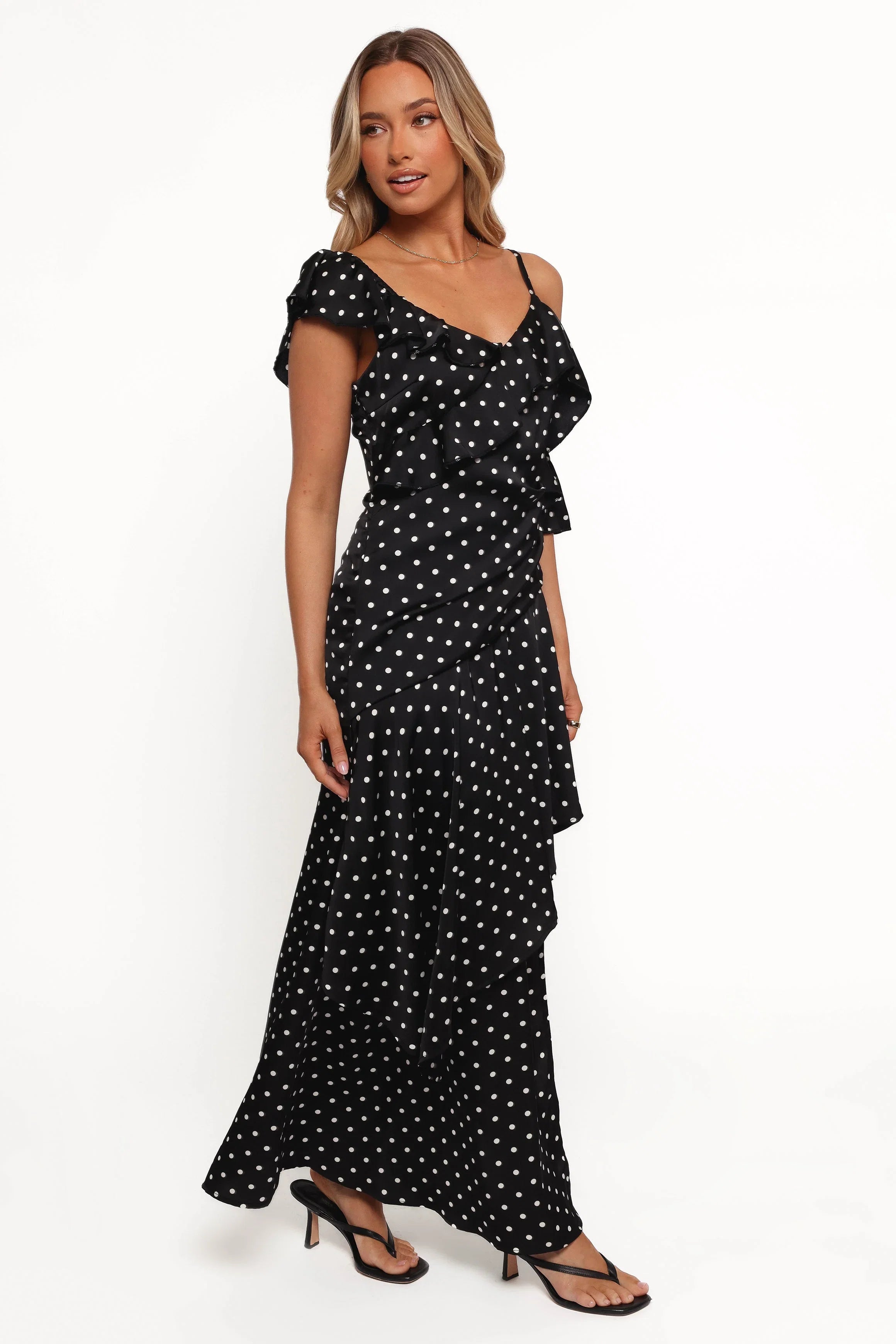 Adelina Maxi Dress Black Polka Dot