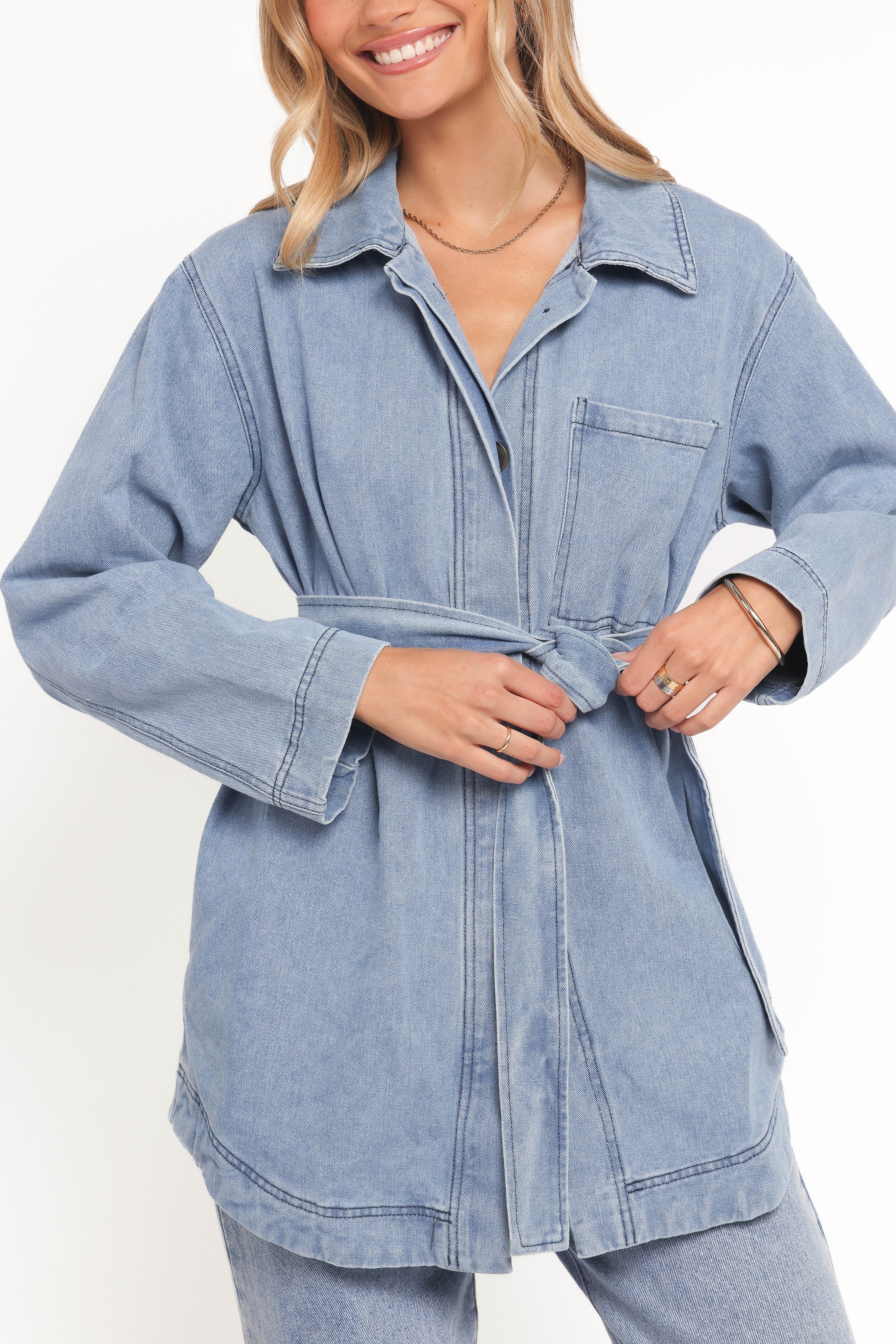 Donovan Denim Tie Jacket Light Denim