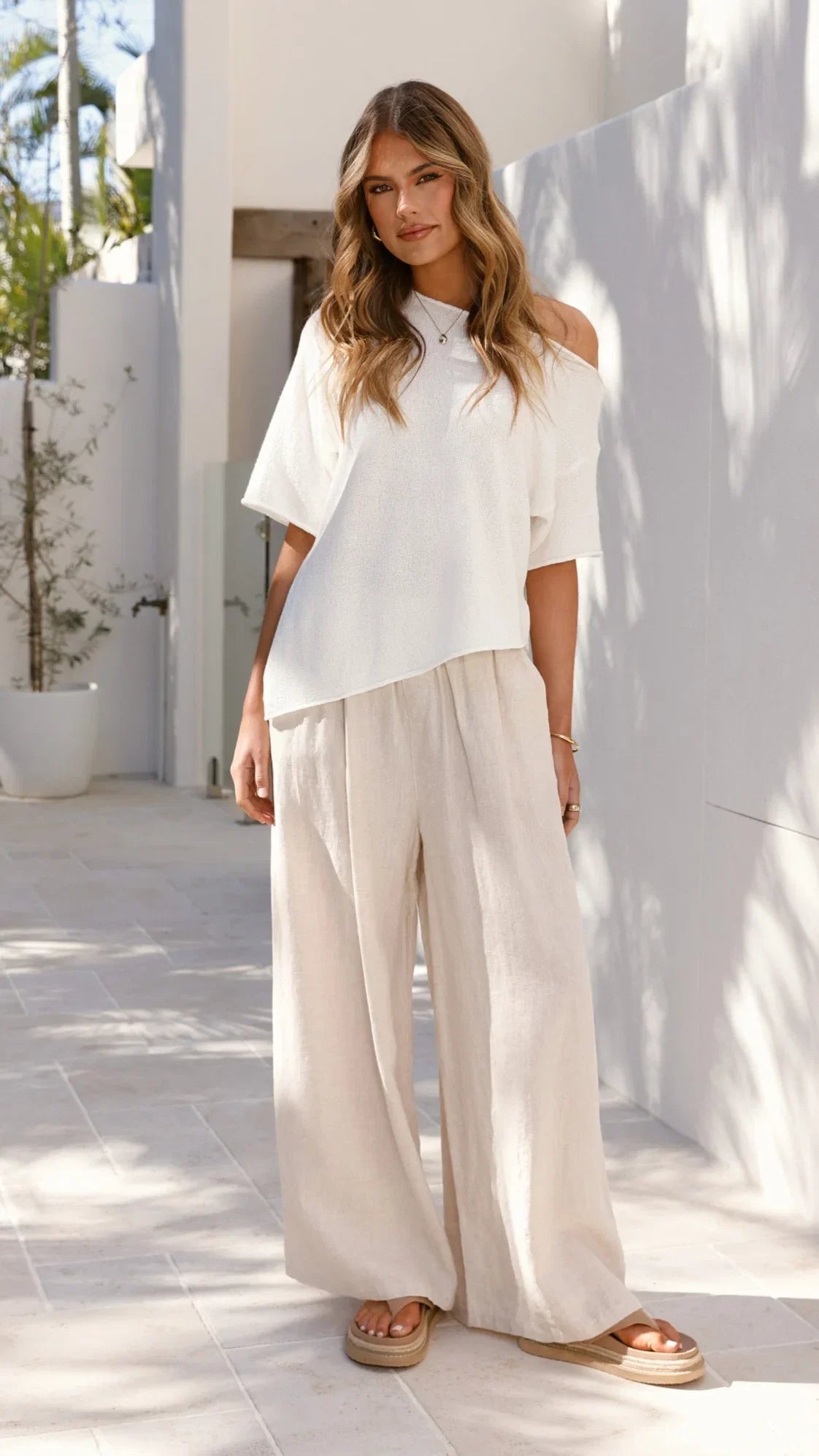 Blair Off Shoulder Tee White