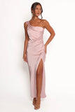 Lolana Draped One Shoulder Dress Pale Pink