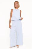 Jillian Smocked Pant Set Blue Gingham