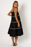 Loella Tiered Midi Dress Black