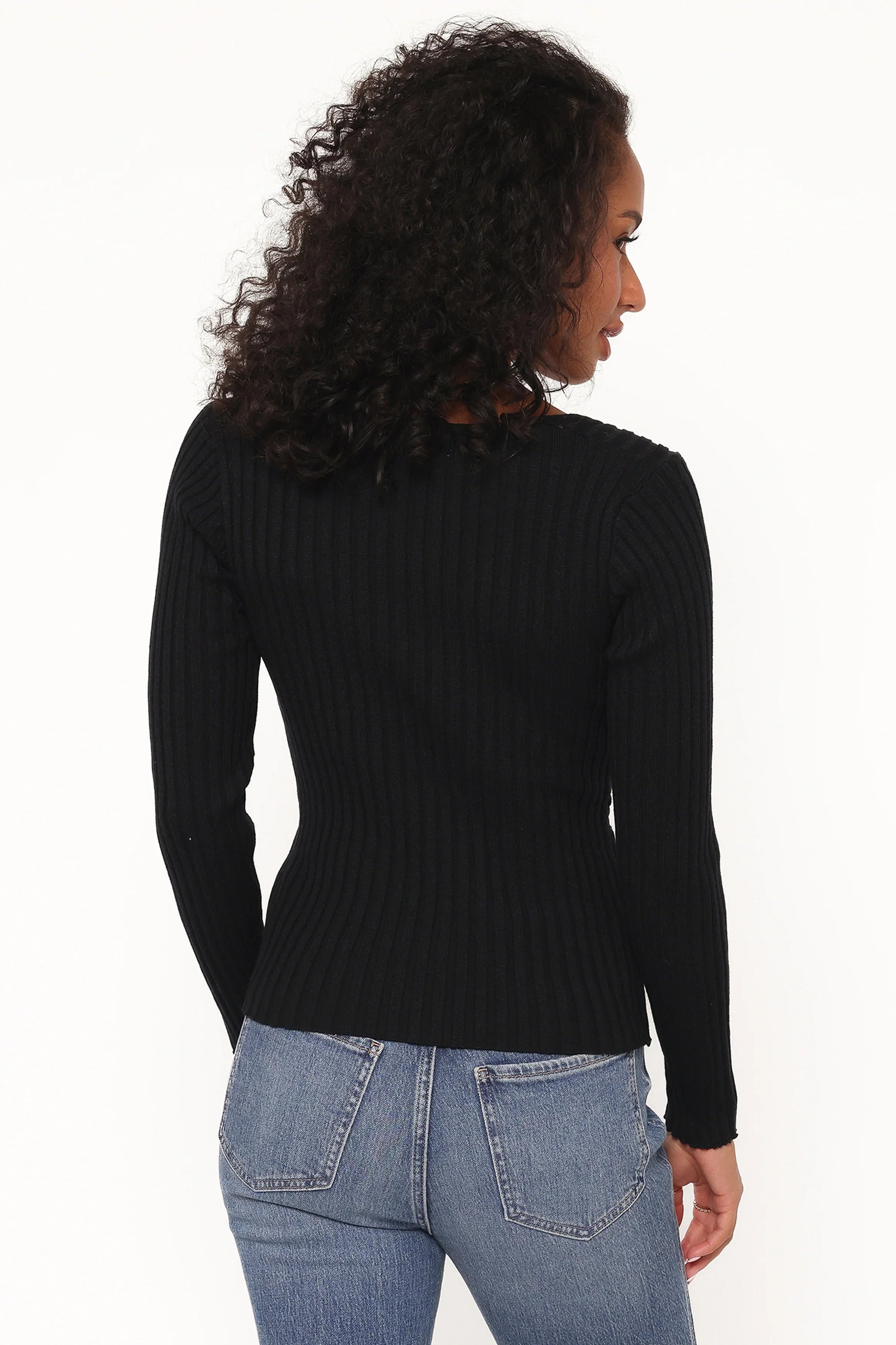Demi Twist Detail Knit Top Black