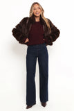 Velma Channel Faux Fur Jacket Chocolate