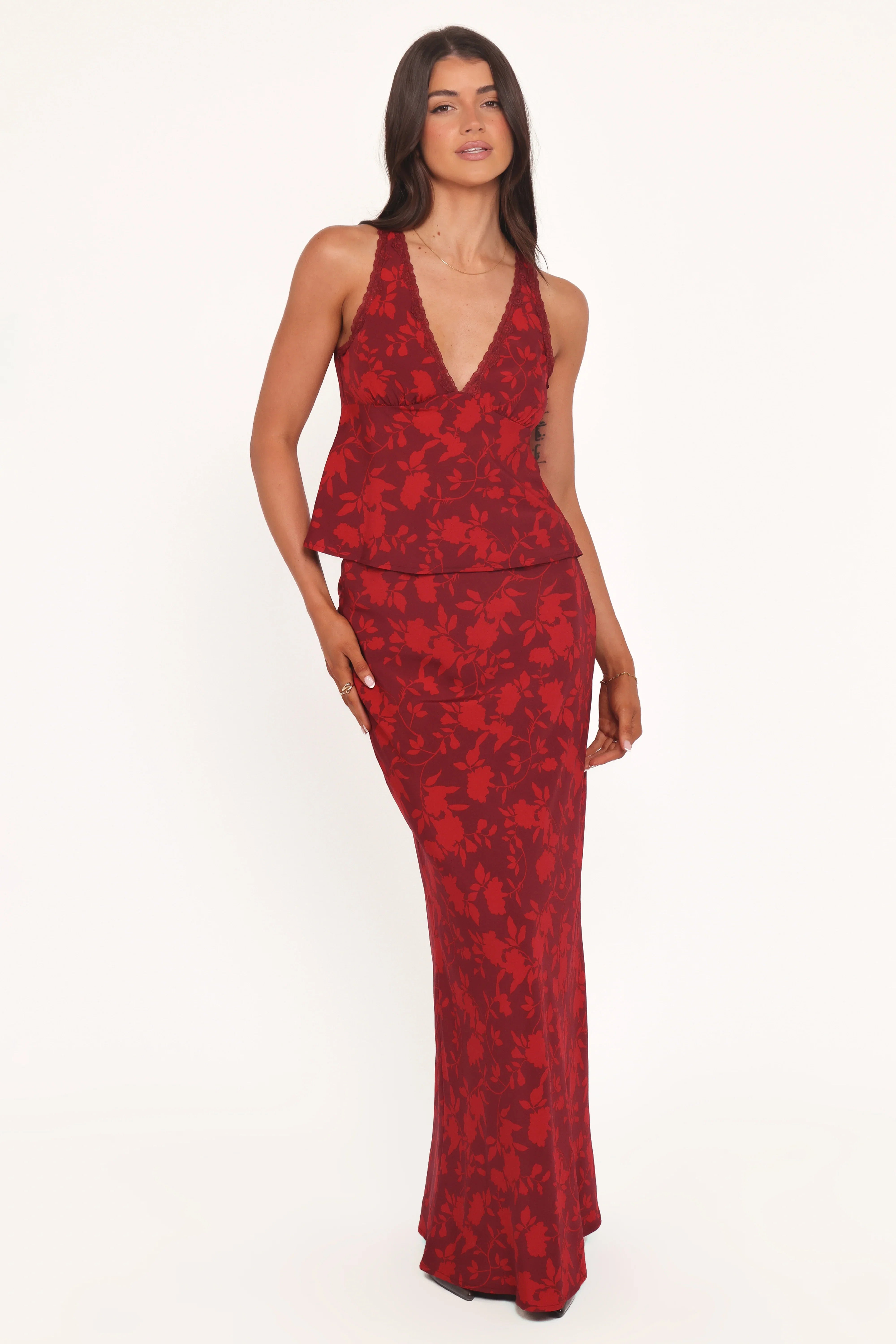 Velman Skirt Burgundy Floral