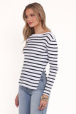 Alvina Knit Top White Black Stripe