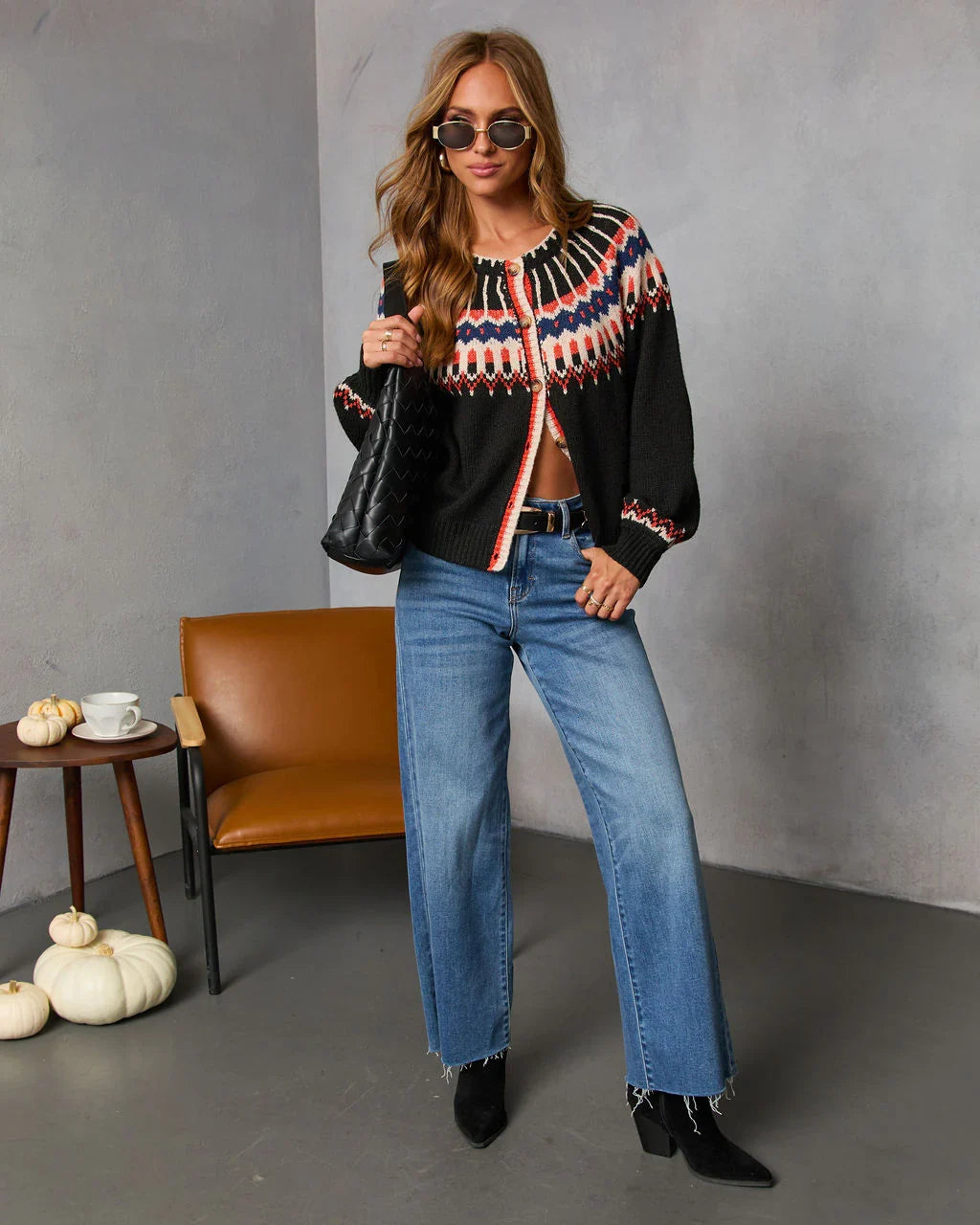 Grateful Gathering Abstract Knit Cardigan