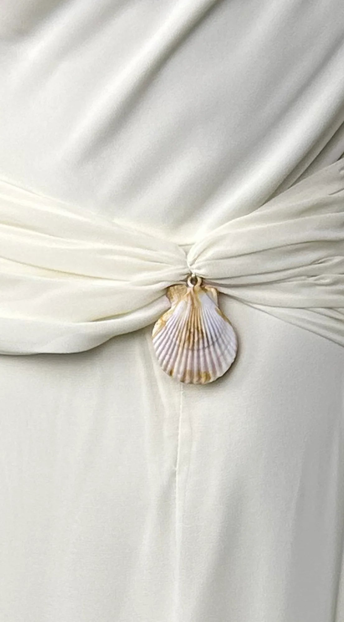 Aurevia Drape Seashell Slit Maxi Dress Off White