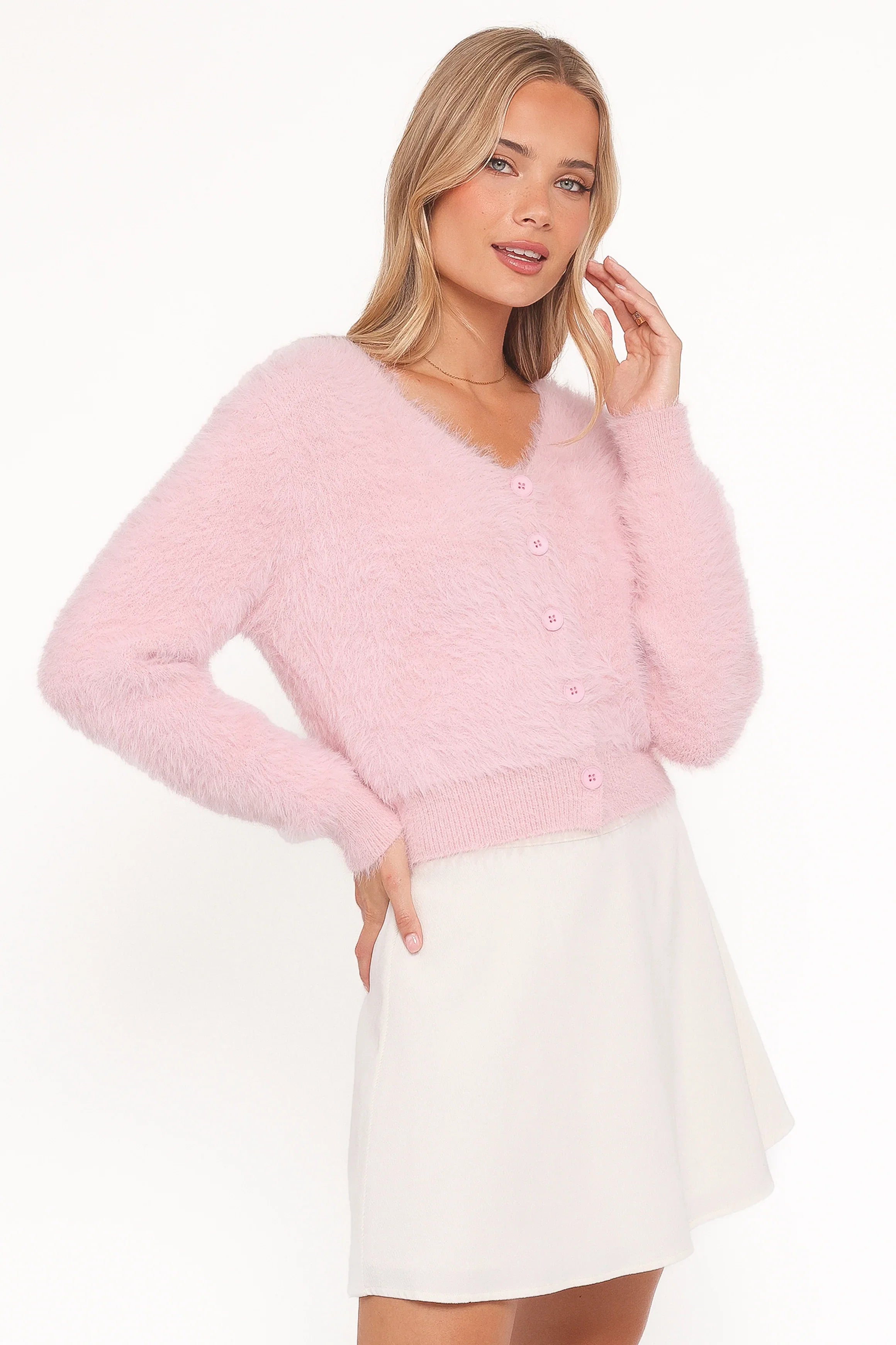 Evelin Cropped Cardigan Pink