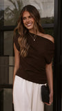 Ruby Off The Shoulder Tee Chocolate