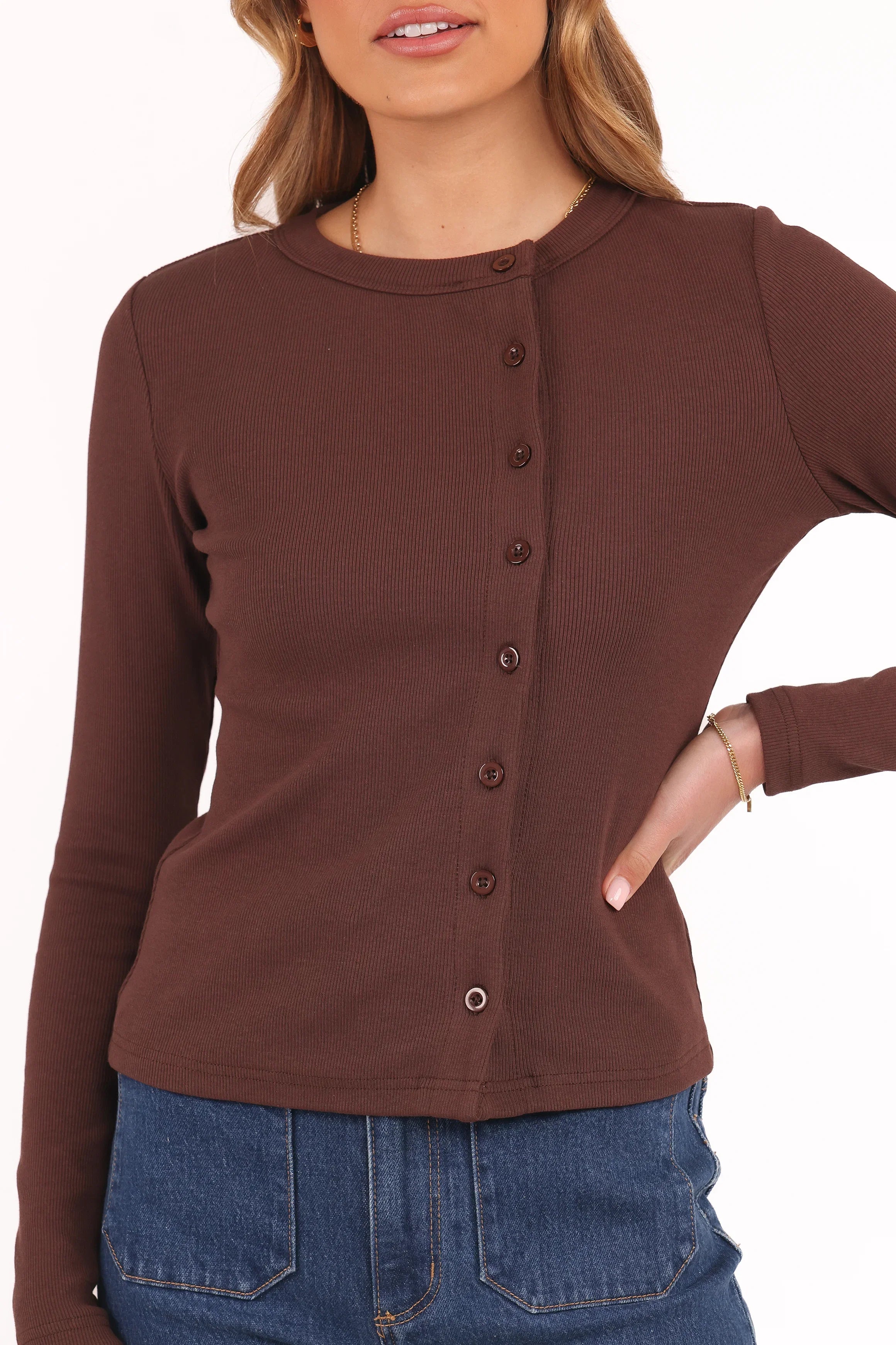 Cass Long Sleeve Top Chocolate Brown