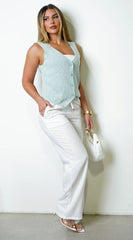 Reena Linen Straight Leg Pants White