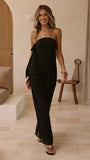 Zabrina Semi Sheer Strapless Top and Pants Set Black