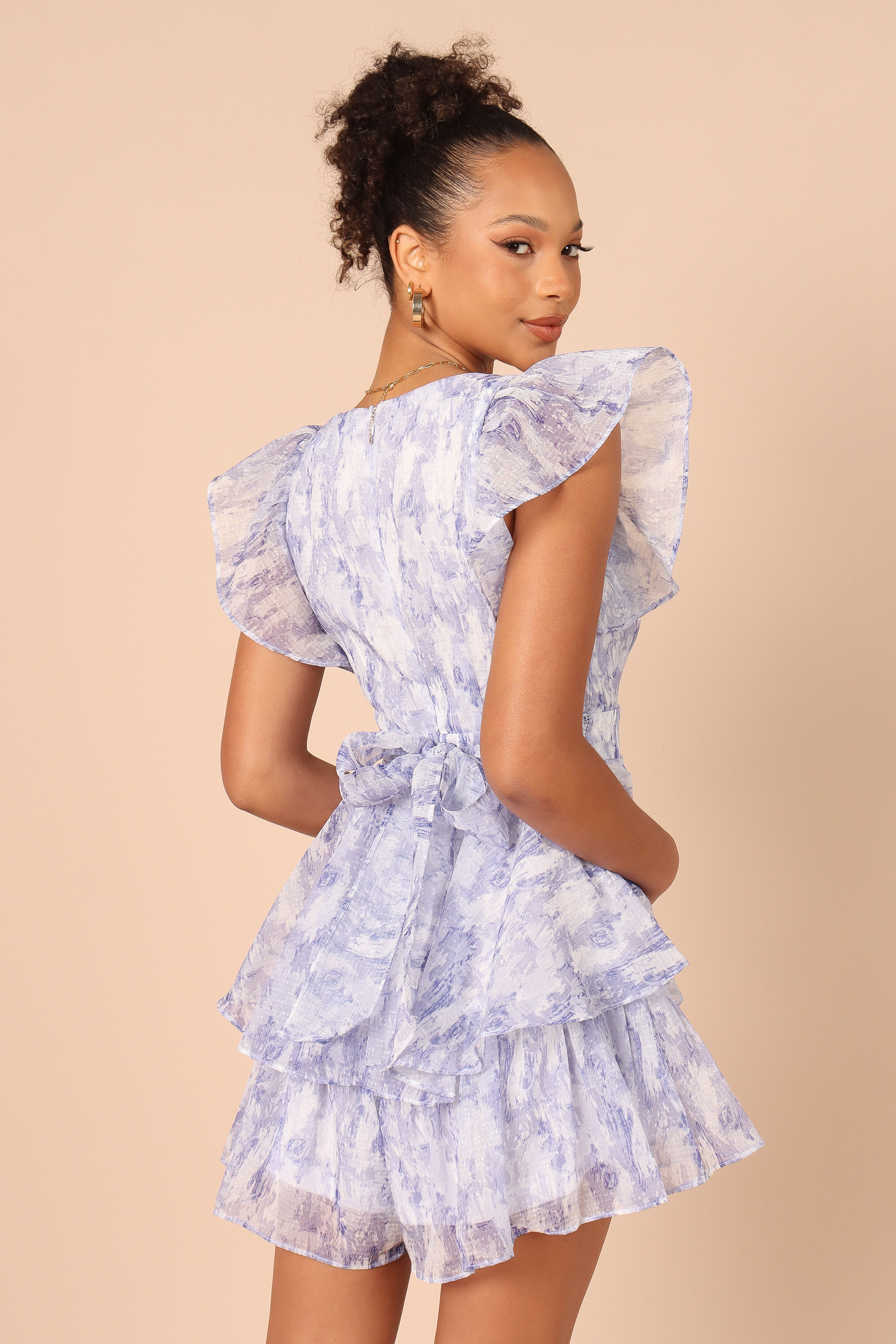 Rosalita Frill Sleeve Romper Lilac